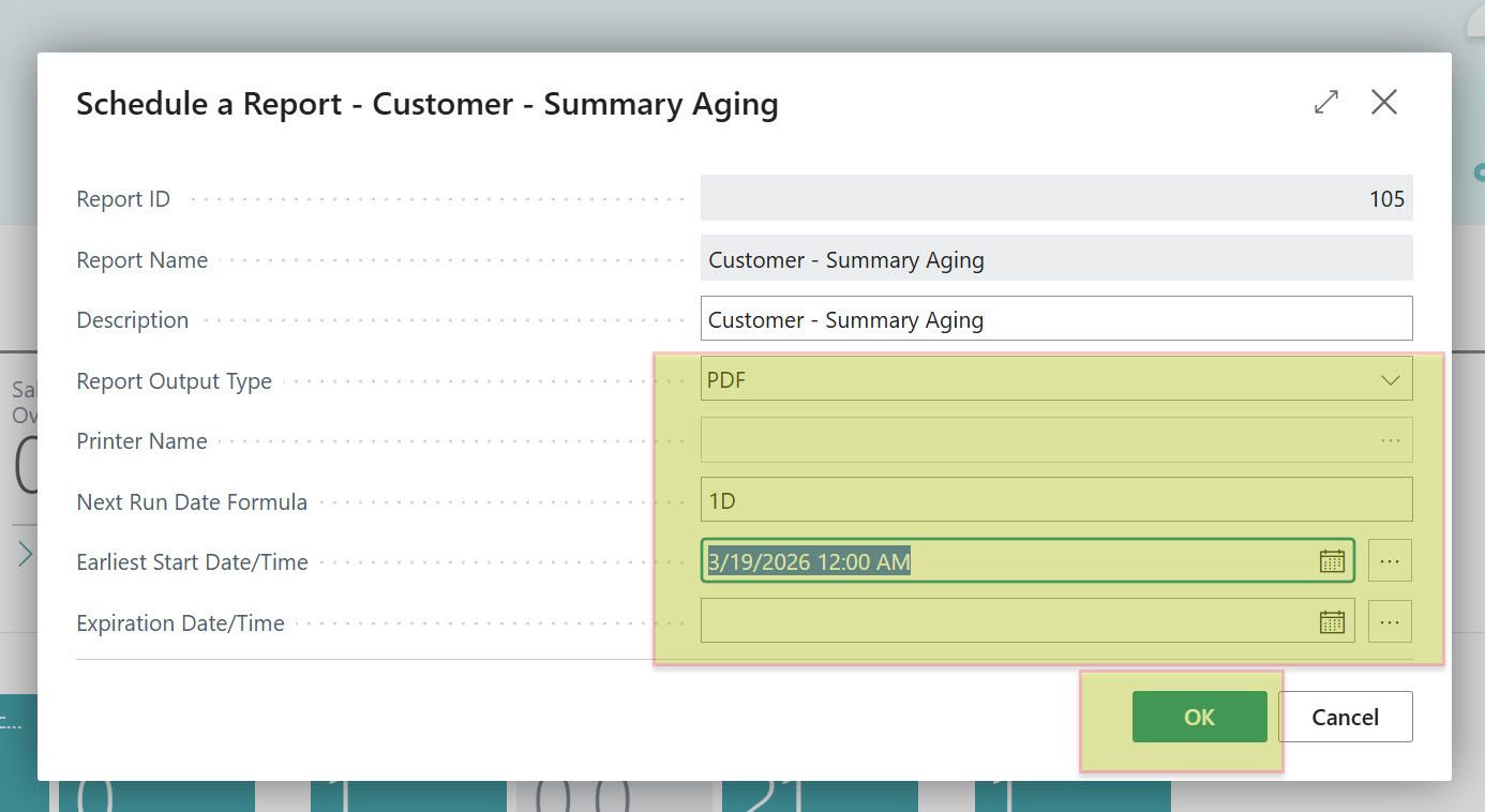 Email the Customer Summary Aging report through a job queue.